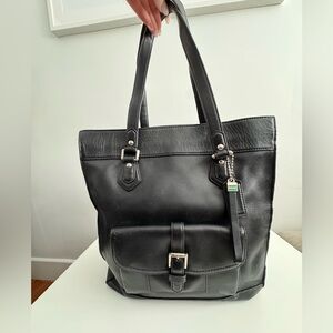 Coach Black Leather Tote Bag